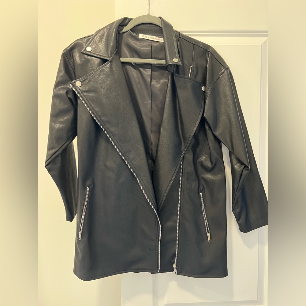 12th Tribe x THESALTYBLONDE| Black Leather Biker Jacket